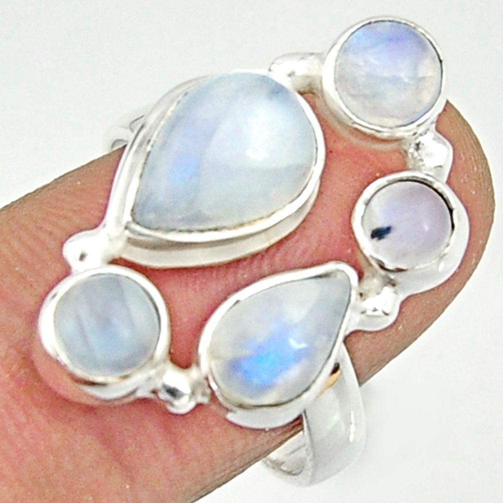 7.22cts natural rainbow moonstone 925 sterling silver ring jewelry size 8 r22221