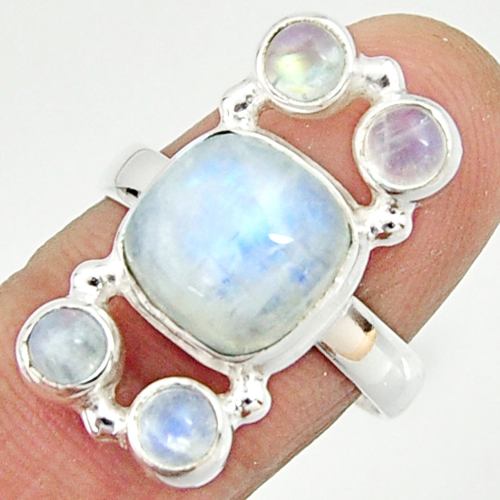 7.51cts natural rainbow moonstone 925 sterling silver ring jewelry size 8 r22227