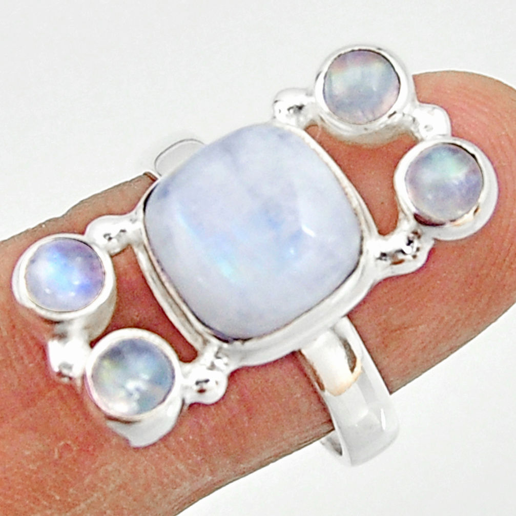 8.42cts natural rainbow moonstone 925 sterling silver ring jewelry size 8 r22251