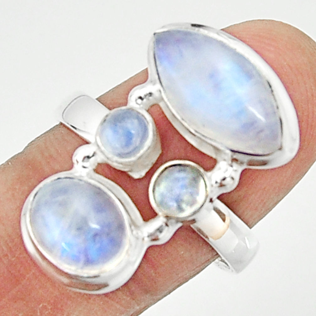 9.98cts natural rainbow moonstone 925 sterling silver ring jewelry size 8 r22253
