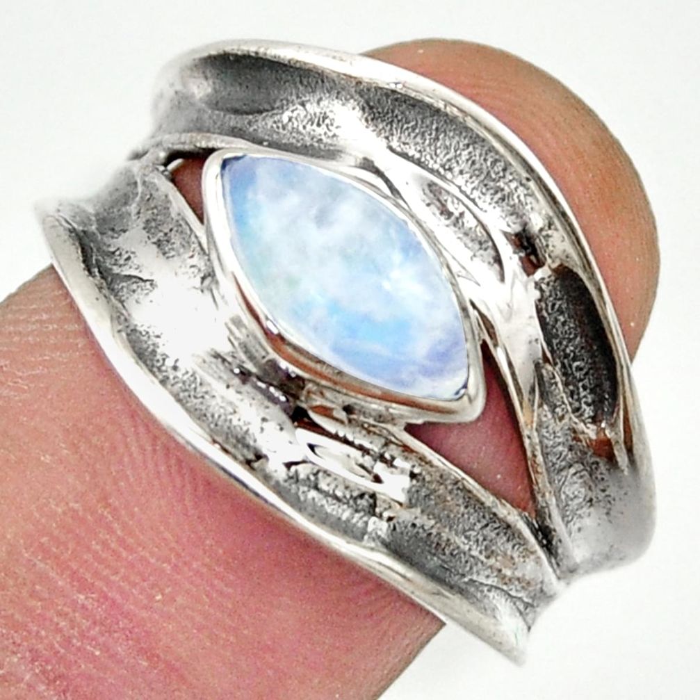 2.57cts natural rainbow moonstone 925 sterling silver ring jewelry size 8 r36999