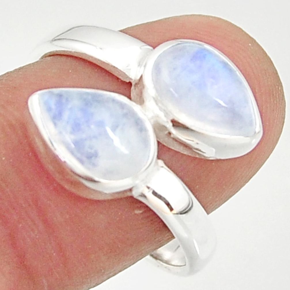 4.92cts natural rainbow moonstone 925 sterling silver ring jewelry size 8 r37960