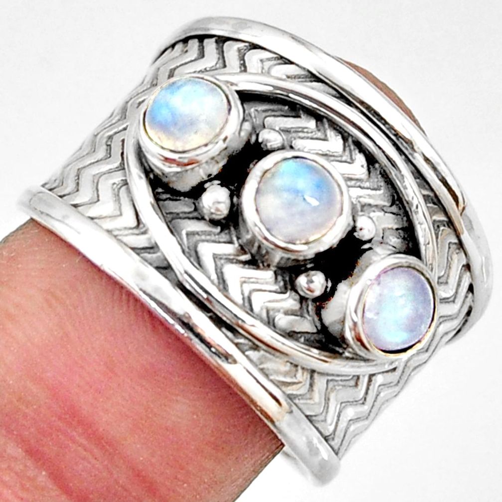 1.81cts natural rainbow moonstone 925 sterling silver ring jewelry size 8 r38040