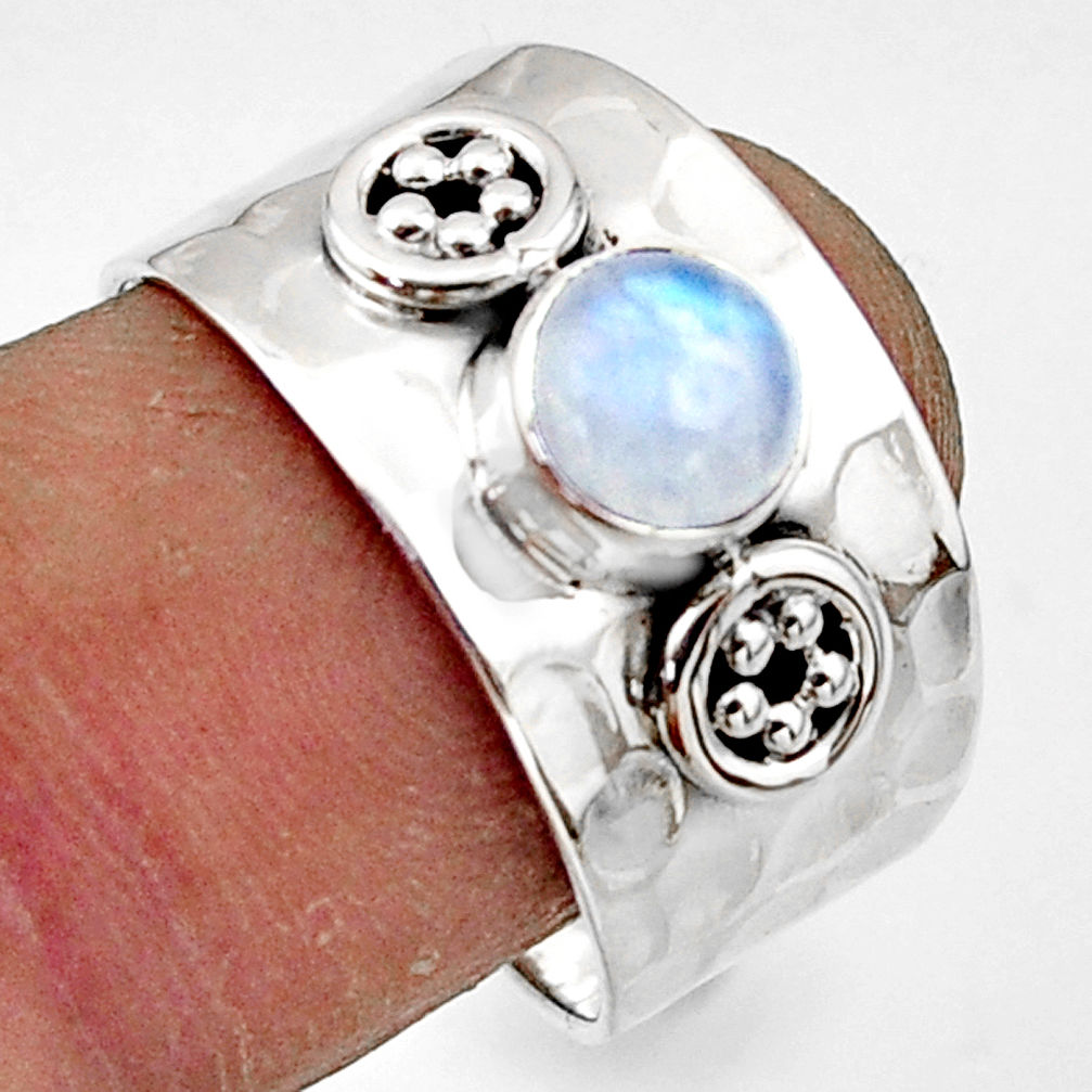 1.34cts natural rainbow moonstone 925 sterling silver ring jewelry size 8 r44315