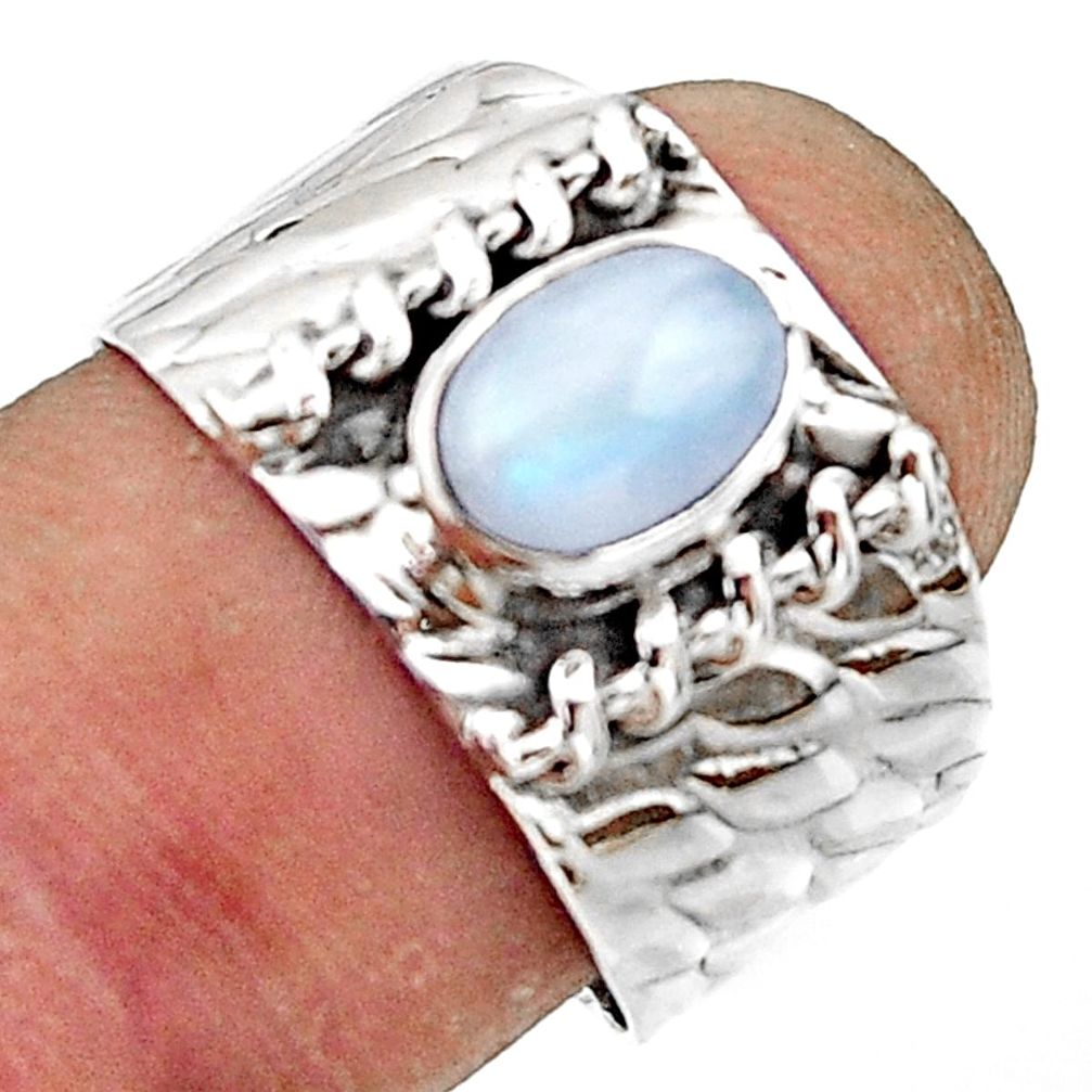 2.21cts natural rainbow moonstone 925 sterling silver ring jewelry size 8 r44320
