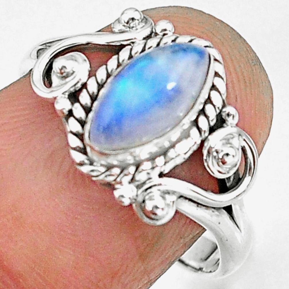 2.39cts natural rainbow moonstone 925 sterling silver ring jewelry size 8 r90059