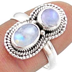 3.04cts natural rainbow moonstone 925 sterling silver ring jewelry size 8 t73795