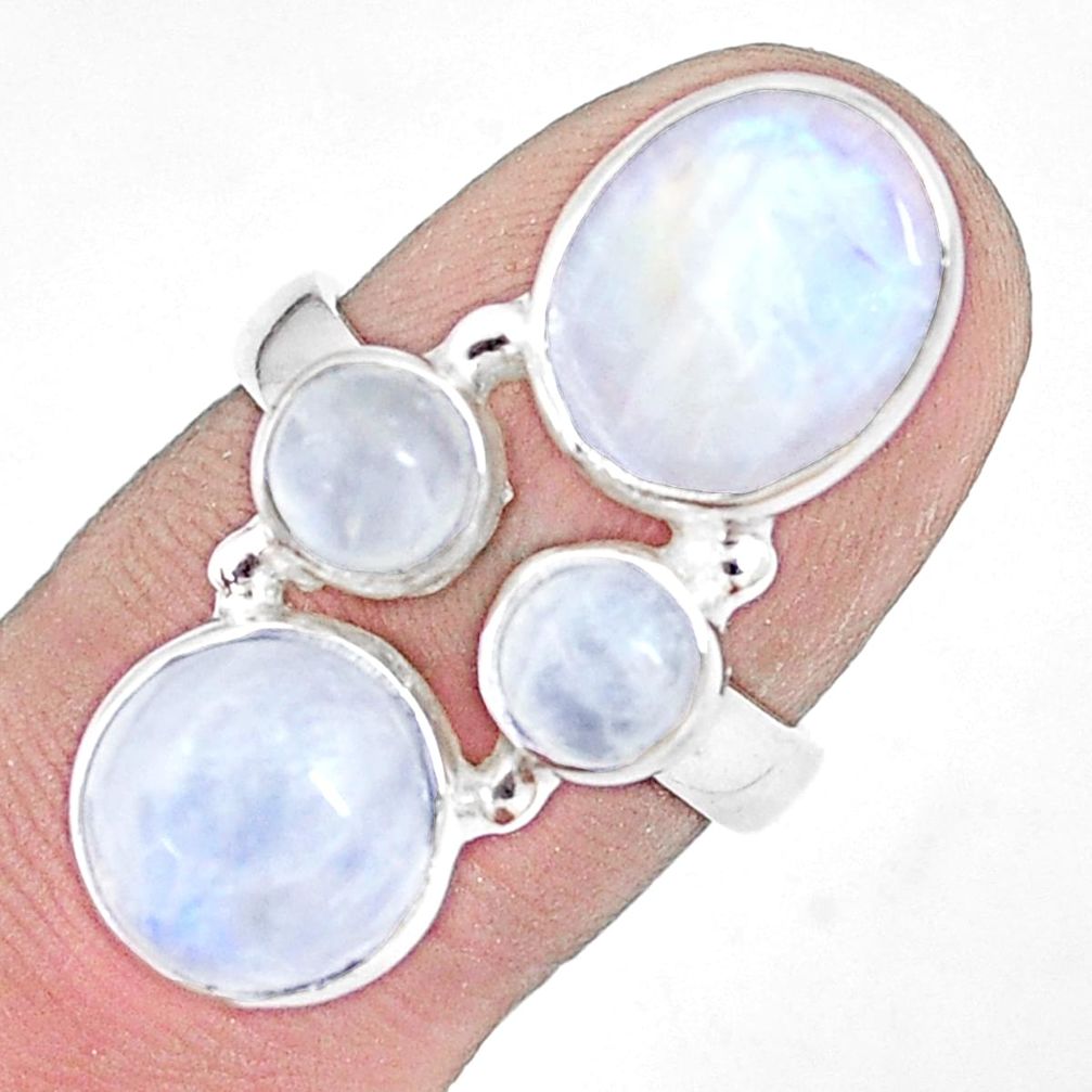 10.35cts natural rainbow moonstone 925 sterling silver ring size 6.5 p10041