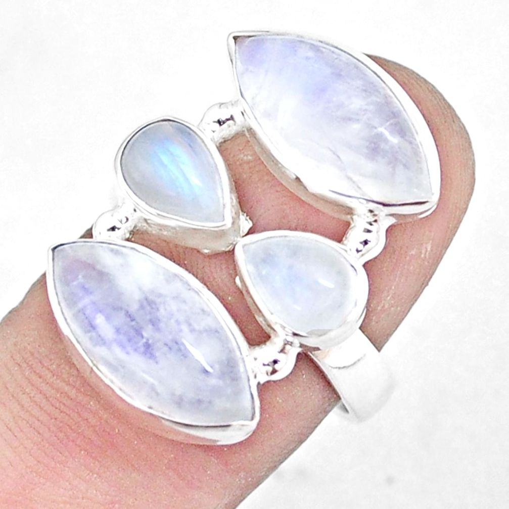  rainbow moonstone 925 sterling silver ring size 7.5 p10052