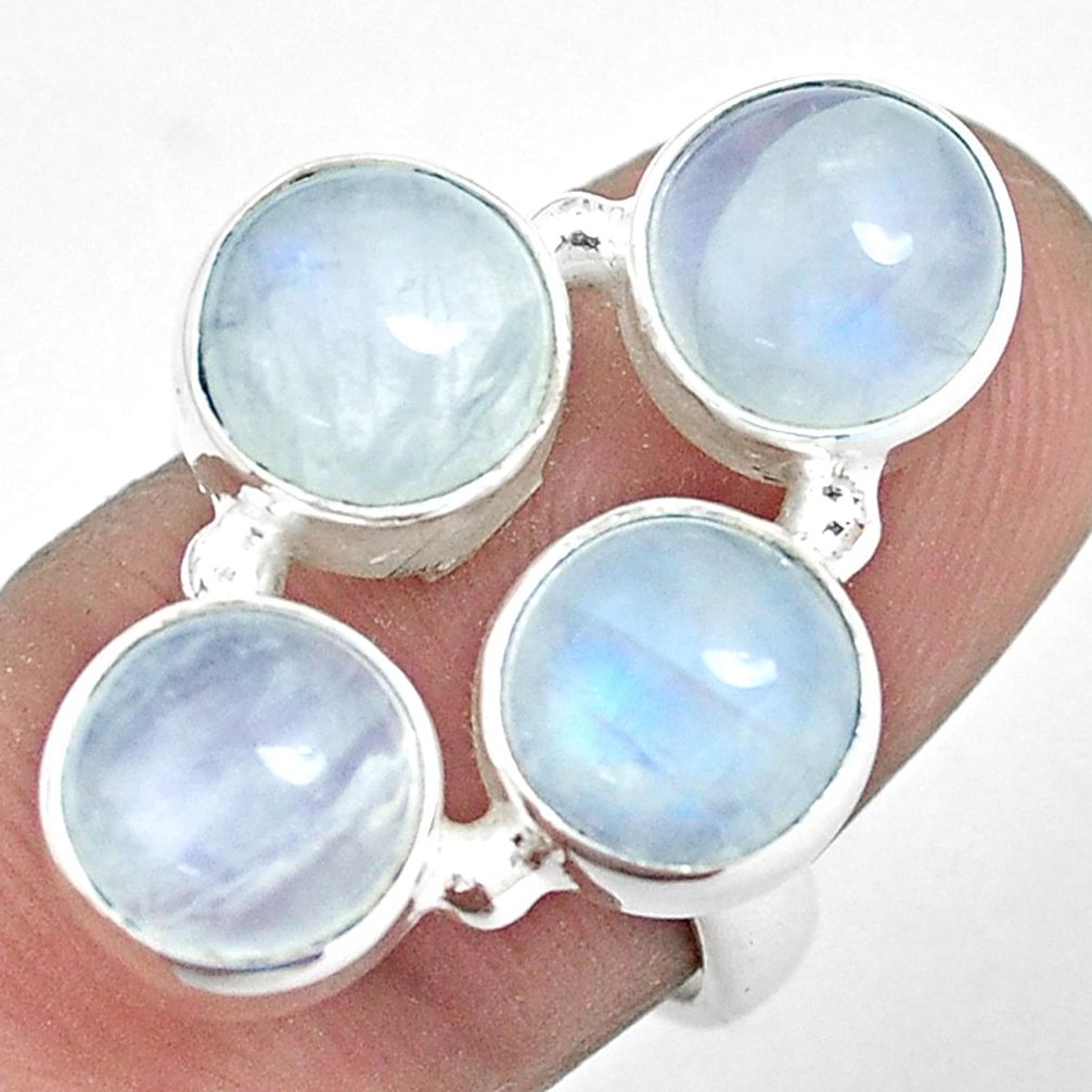 12.32cts natural rainbow moonstone 925 sterling silver ring size 6.5 p32022