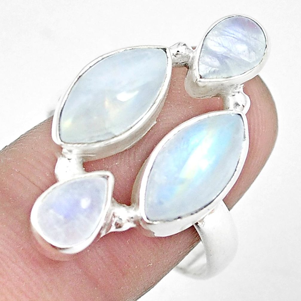 13.71cts natural rainbow moonstone 925 sterling silver ring size 8.5 p32028