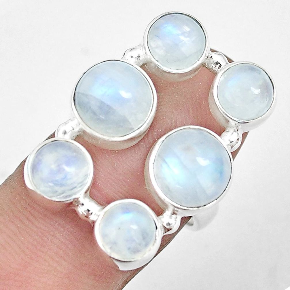 10.74cts natural rainbow moonstone 925 sterling silver ring size 6.5 p32034