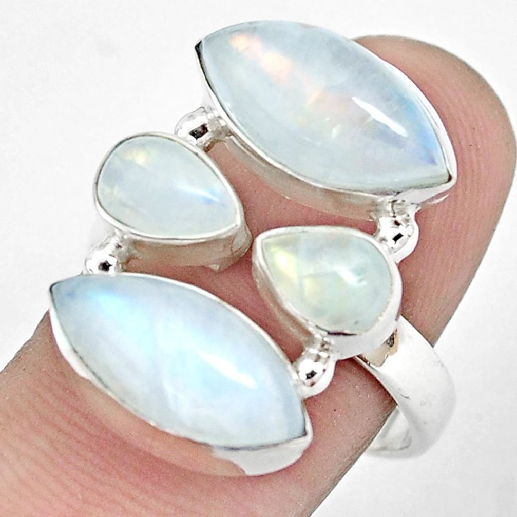 13.46cts natural rainbow moonstone 925 sterling silver ring size 8.5 p32046