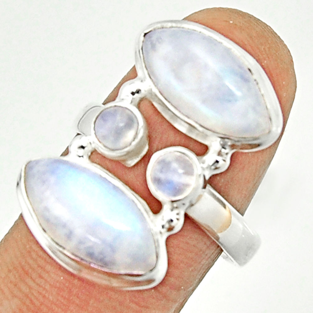 12.31cts natural rainbow moonstone 925 sterling silver ring size 7.5 r22231