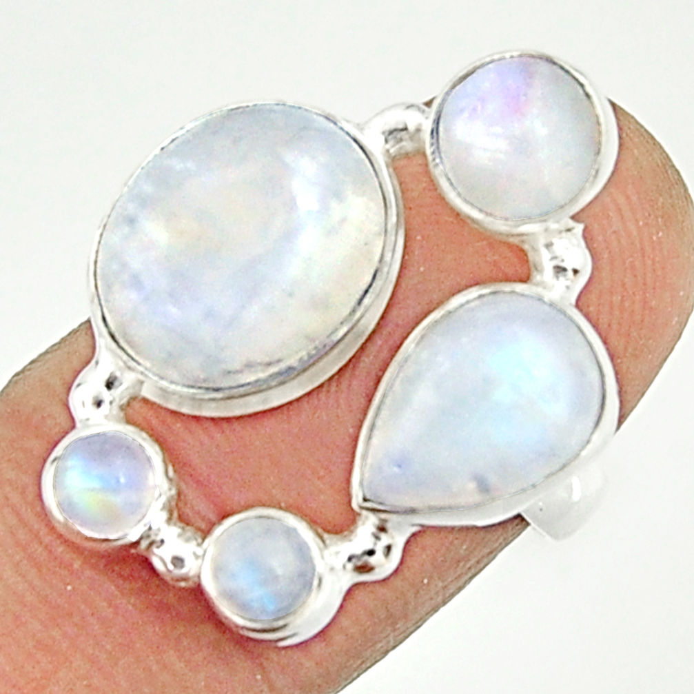 8.65cts natural rainbow moonstone 925 sterling silver ring size 6.5 r22233