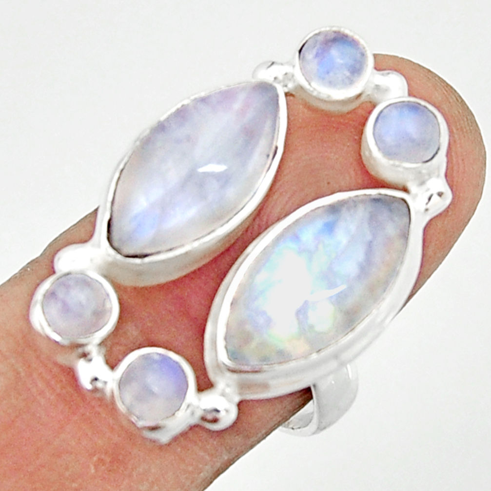 13.79cts natural rainbow moonstone 925 sterling silver ring size 7.5 r22254