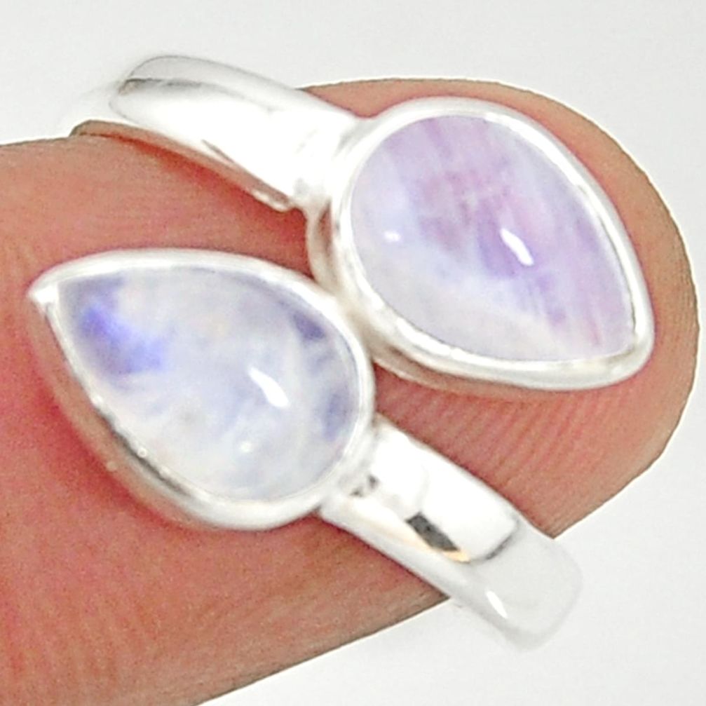 4.71cts natural rainbow moonstone 925 sterling silver ring size 7.5 r37975