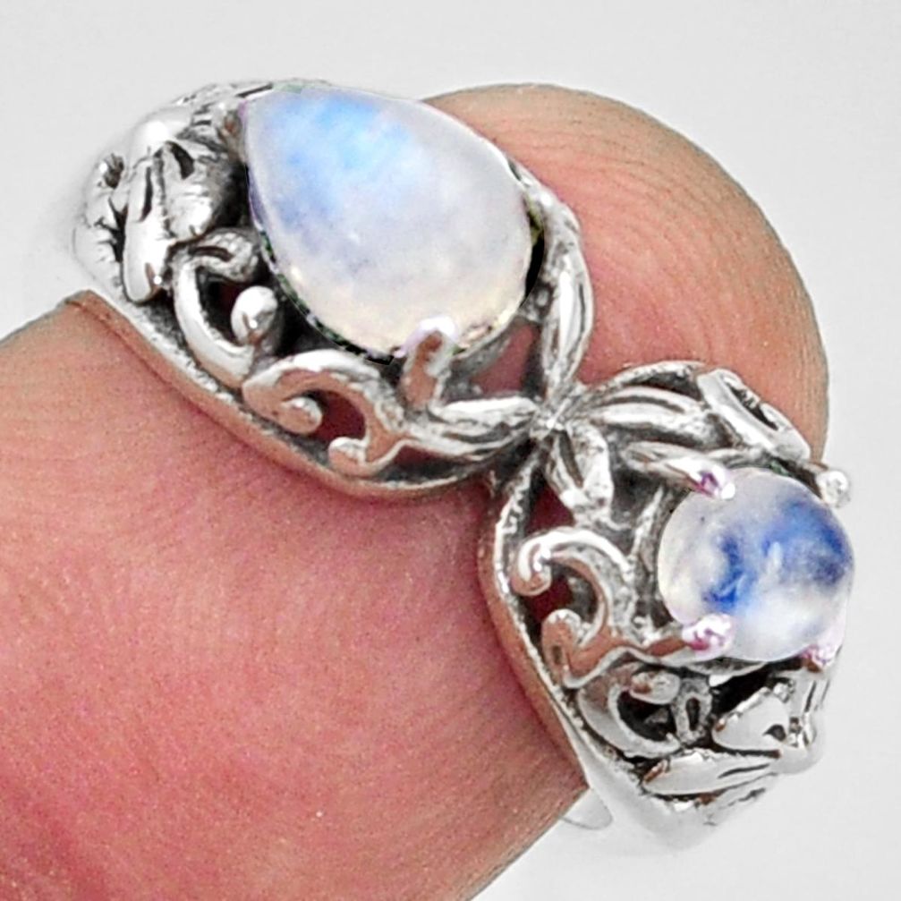 2.31cts natural rainbow moonstone 925 sterling silver ring size 6.5 r40900