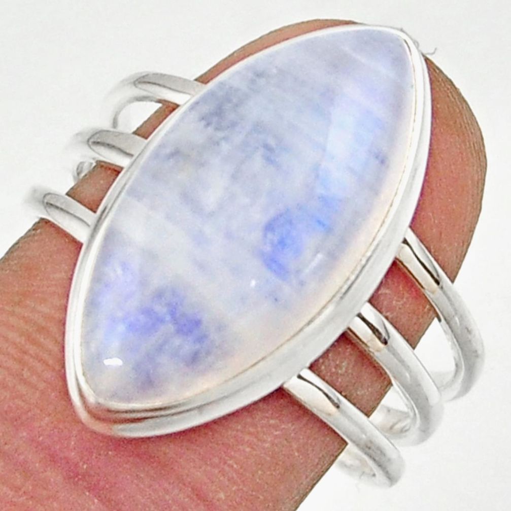13.00cts natural rainbow moonstone 925 sterling silver ring size 8.5 r42724