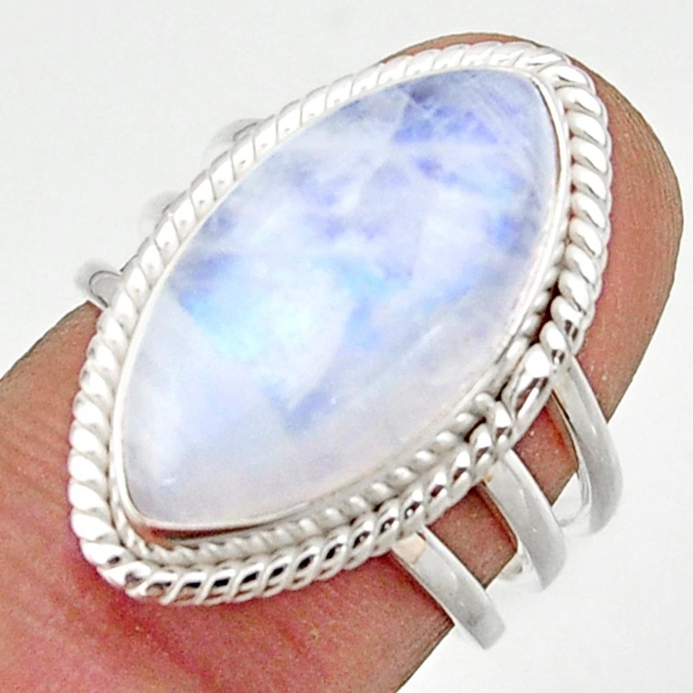 13.38cts natural rainbow moonstone 925 sterling silver ring size 6.5 r42732