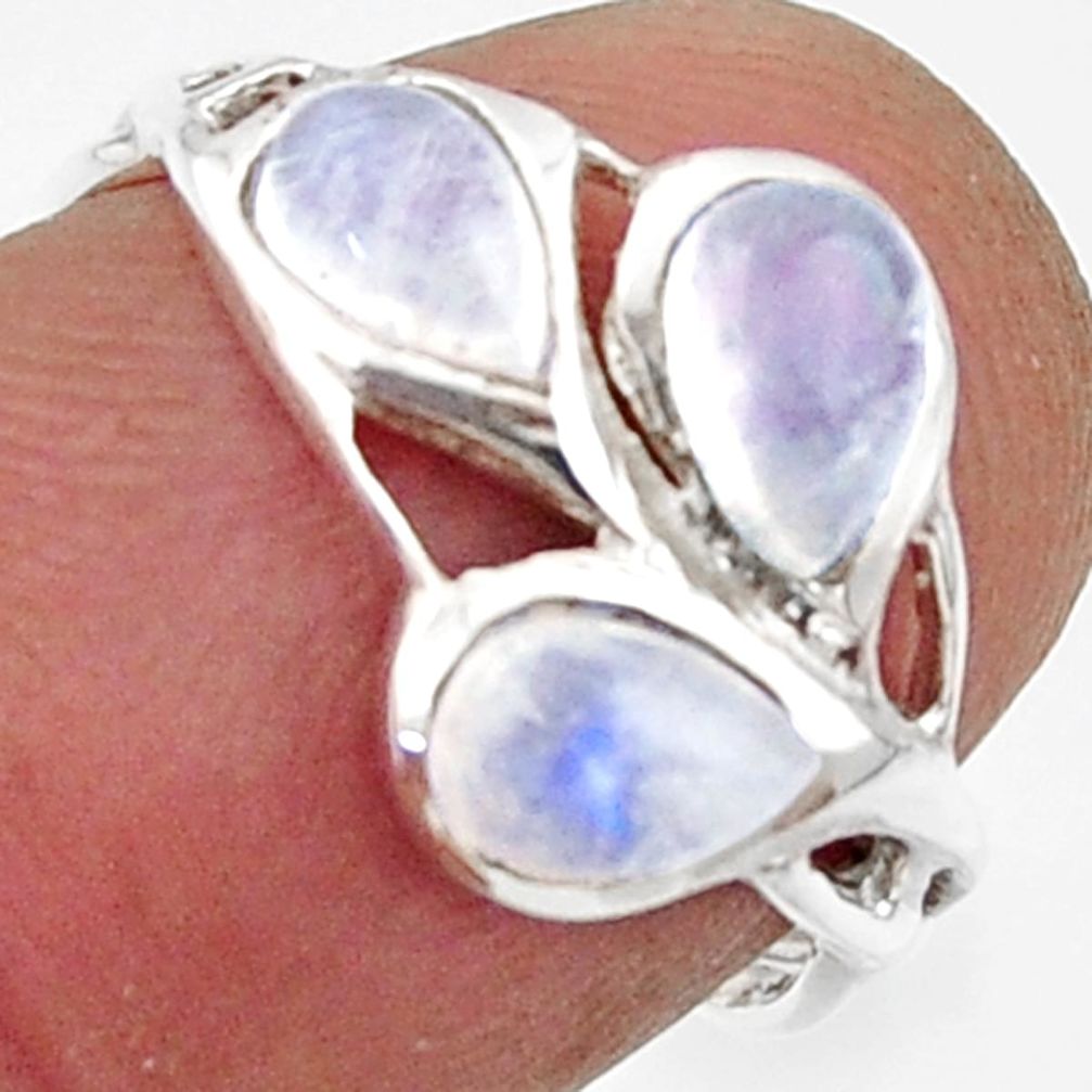 3.03cts natural rainbow moonstone 925 sterling silver ring size 6.5 r45733