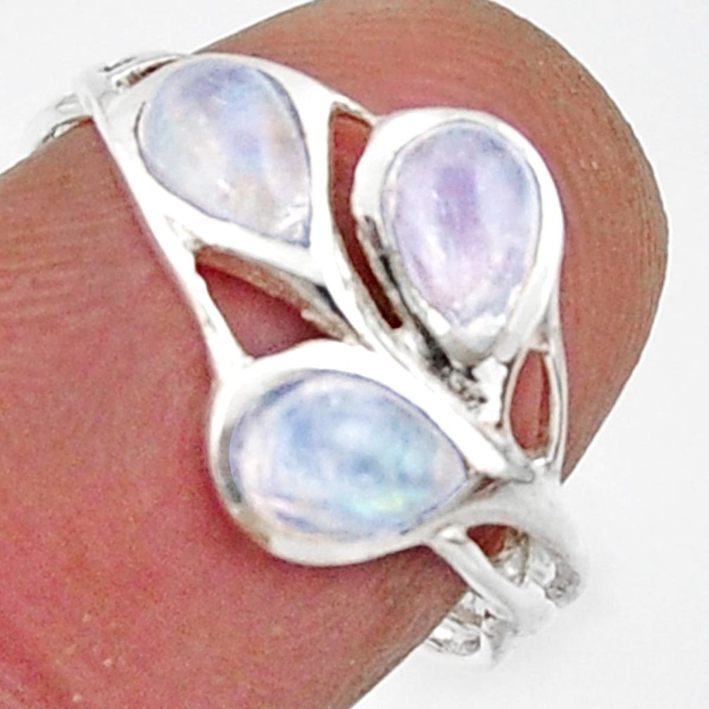 2.93cts natural rainbow moonstone 925 sterling silver ring size 6.5 r45734