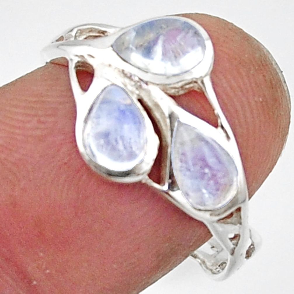 2.90cts natural rainbow moonstone 925 sterling silver ring size 8.5 r45736