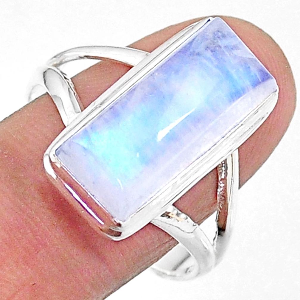 8.14cts natural rainbow moonstone 925 sterling silver ring size 11 t18138