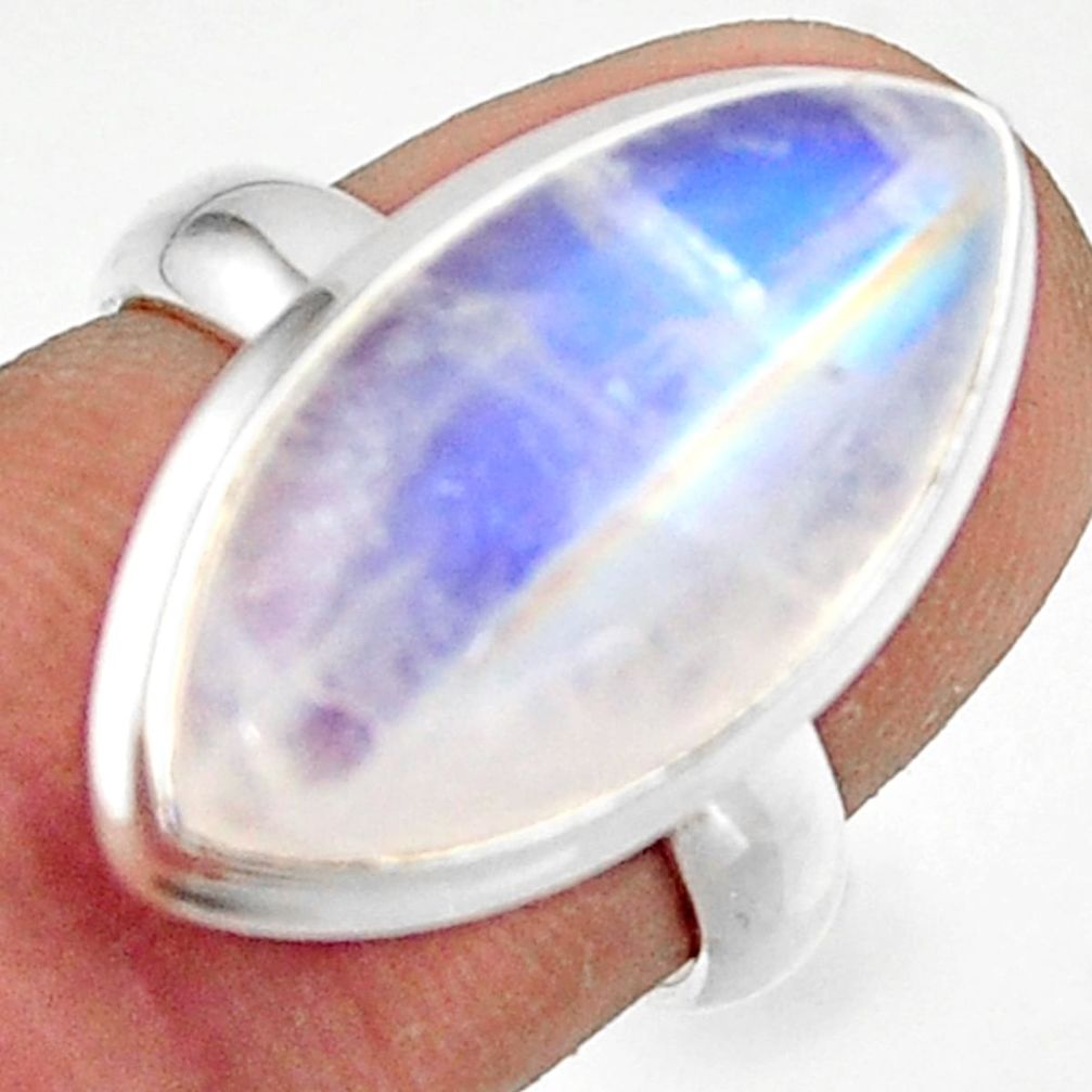 13.84cts natural rainbow moonstone 925 sterling silver ring size 6 r42720