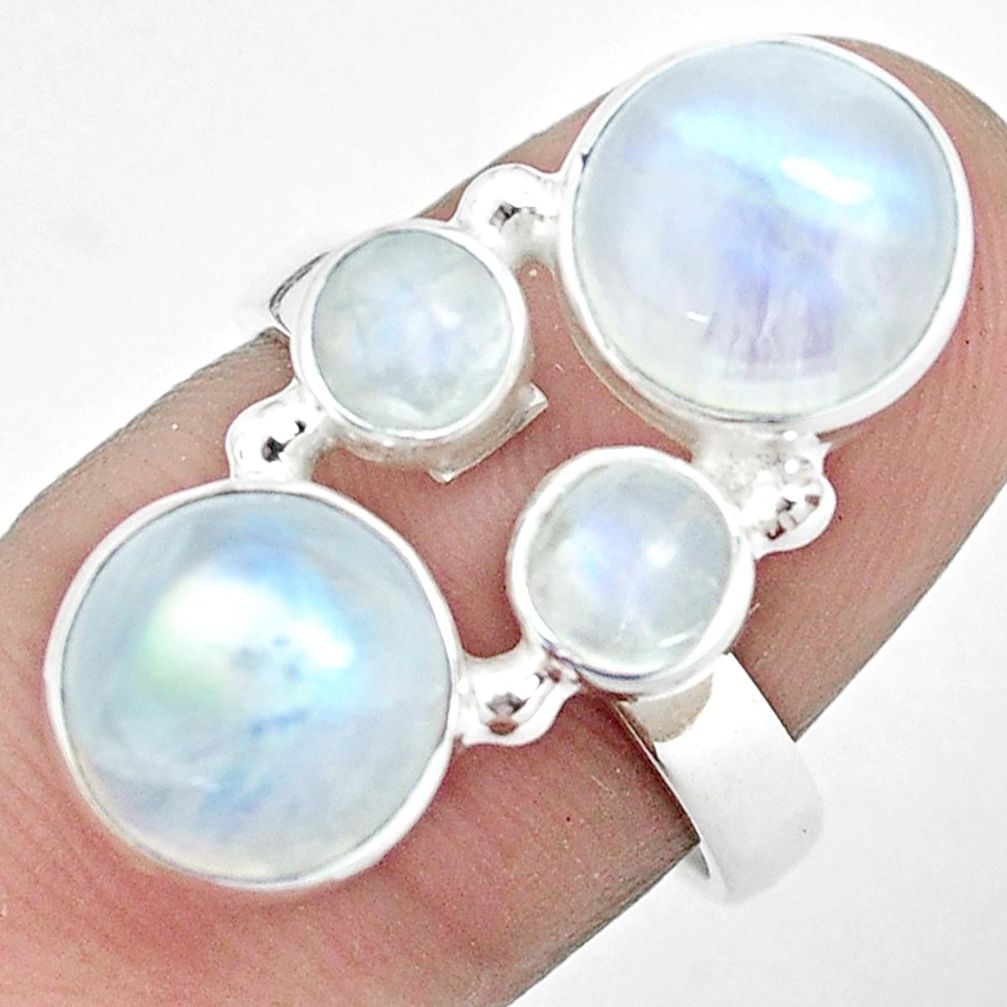 10.70cts natural rainbow moonstone 925 sterling silver ring size 7 p32057