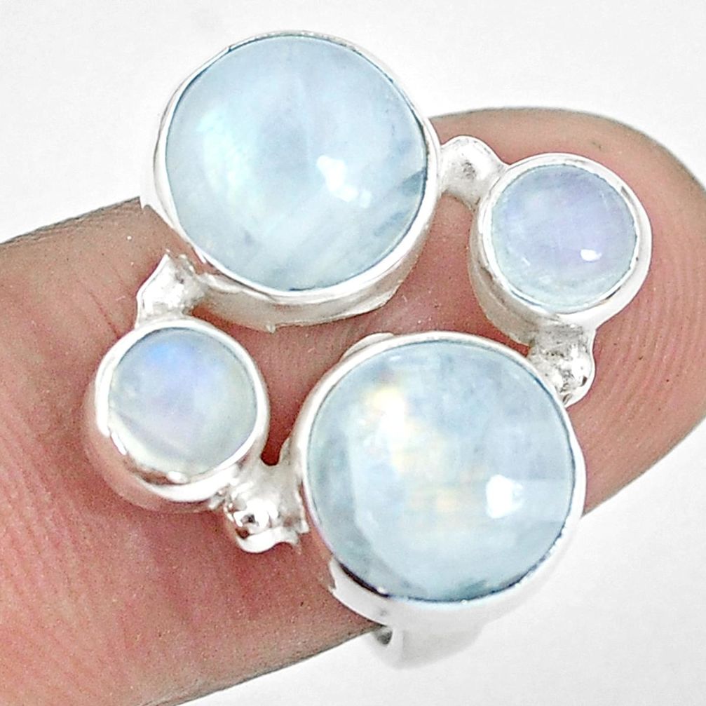 10.70cts natural rainbow moonstone 925 sterling silver ring size 7 p32058