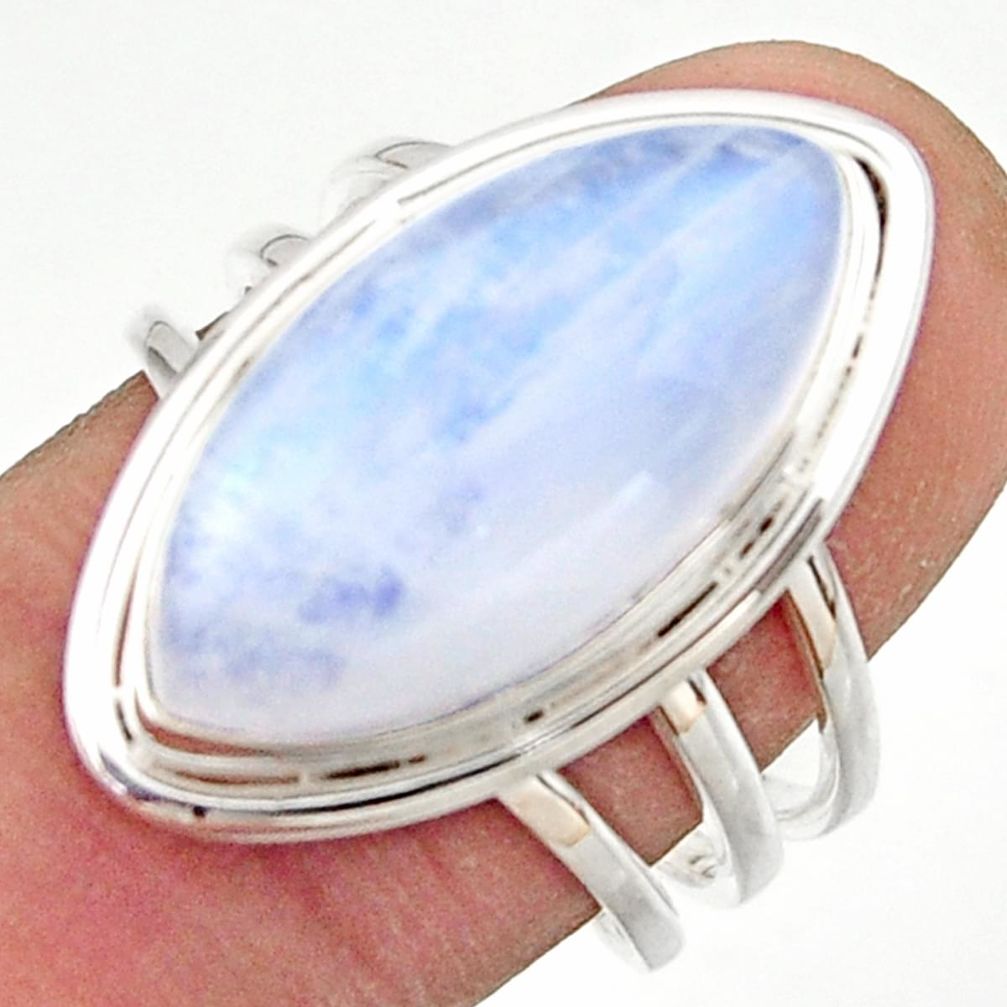 13.20cts natural rainbow moonstone 925 sterling silver ring size 8 r42712