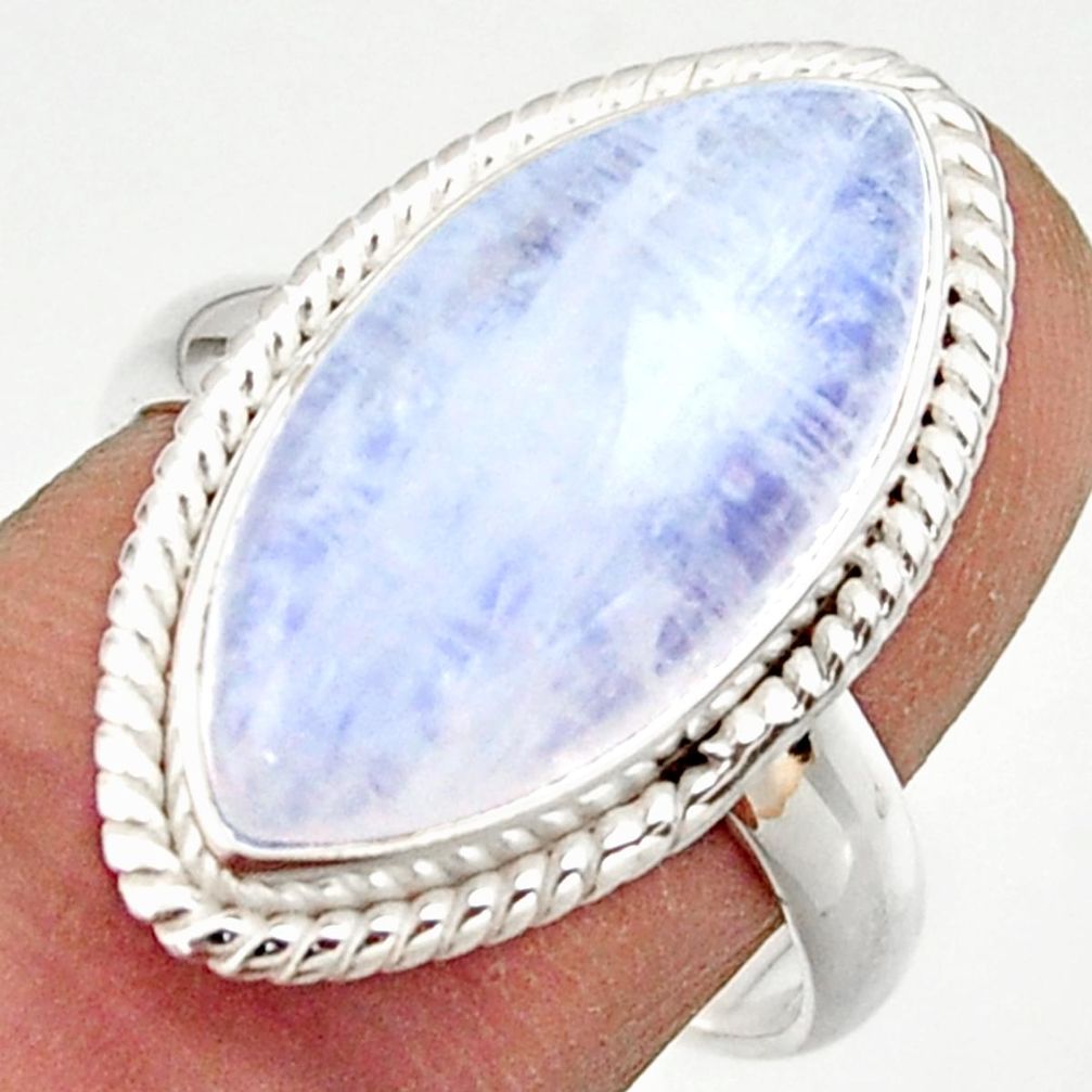 13.18cts natural rainbow moonstone 925 sterling silver ring size 8 r42714