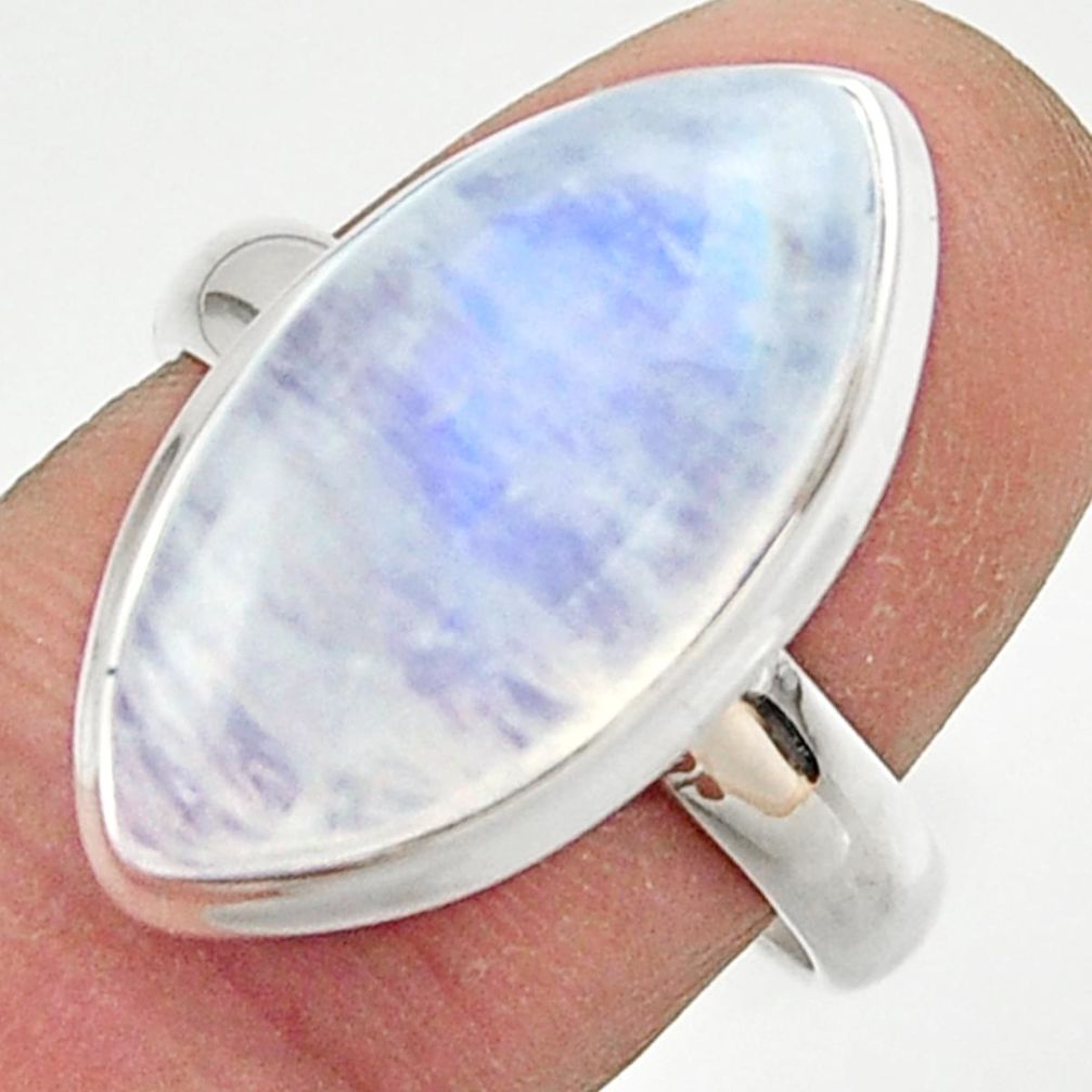 13.96cts natural rainbow moonstone 925 sterling silver ring size 8 r42740