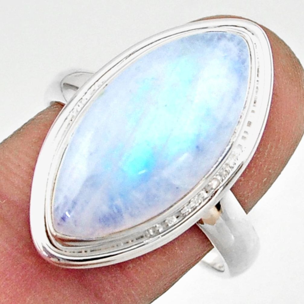 13.68cts natural rainbow moonstone 925 sterling silver ring size 9 r42717