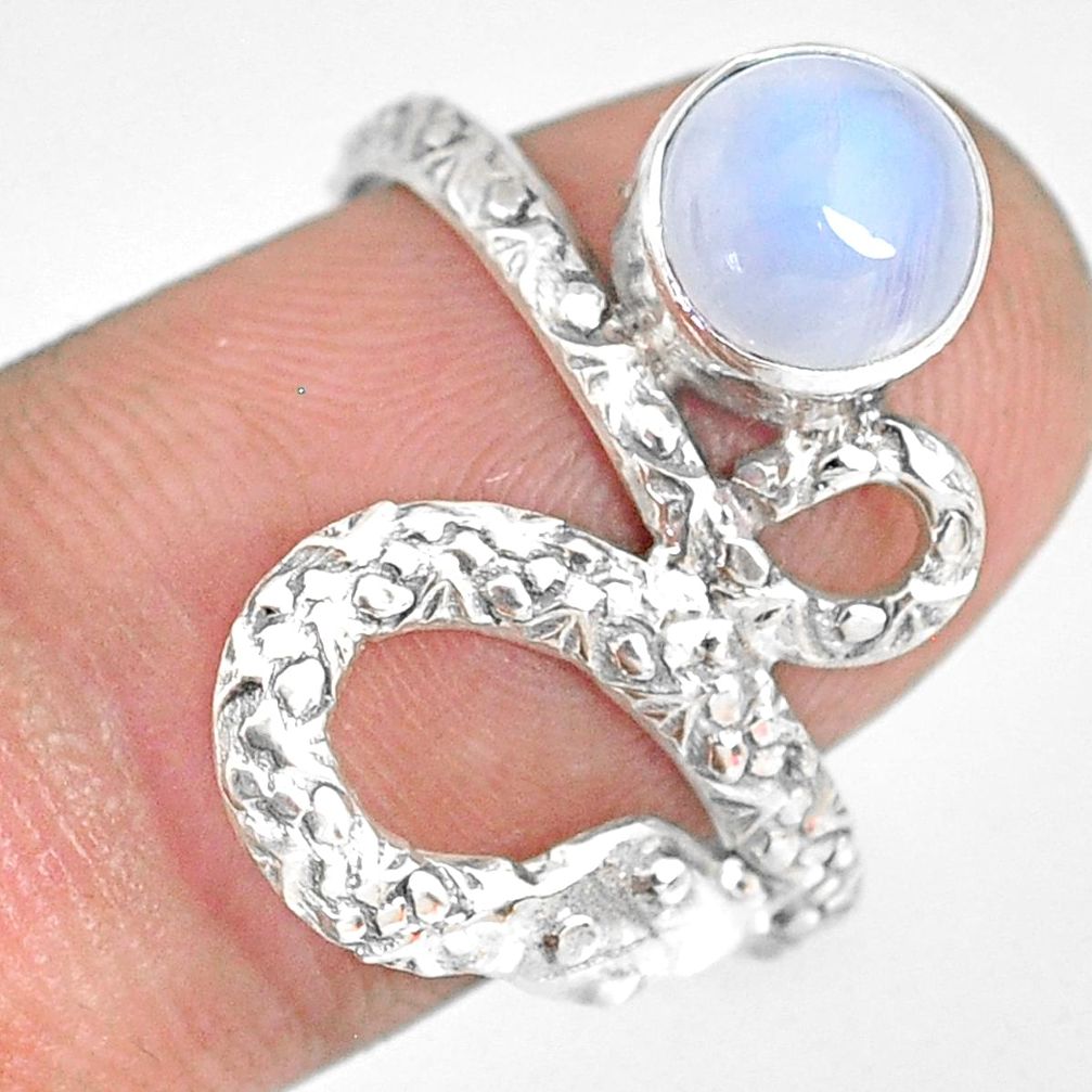 2.68cts natural rainbow moonstone 925 sterling silver snake ring size 8.5 r82600