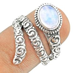 2.02cts natural rainbow moonstone 925 sterling silver snake ring size 7 u29604