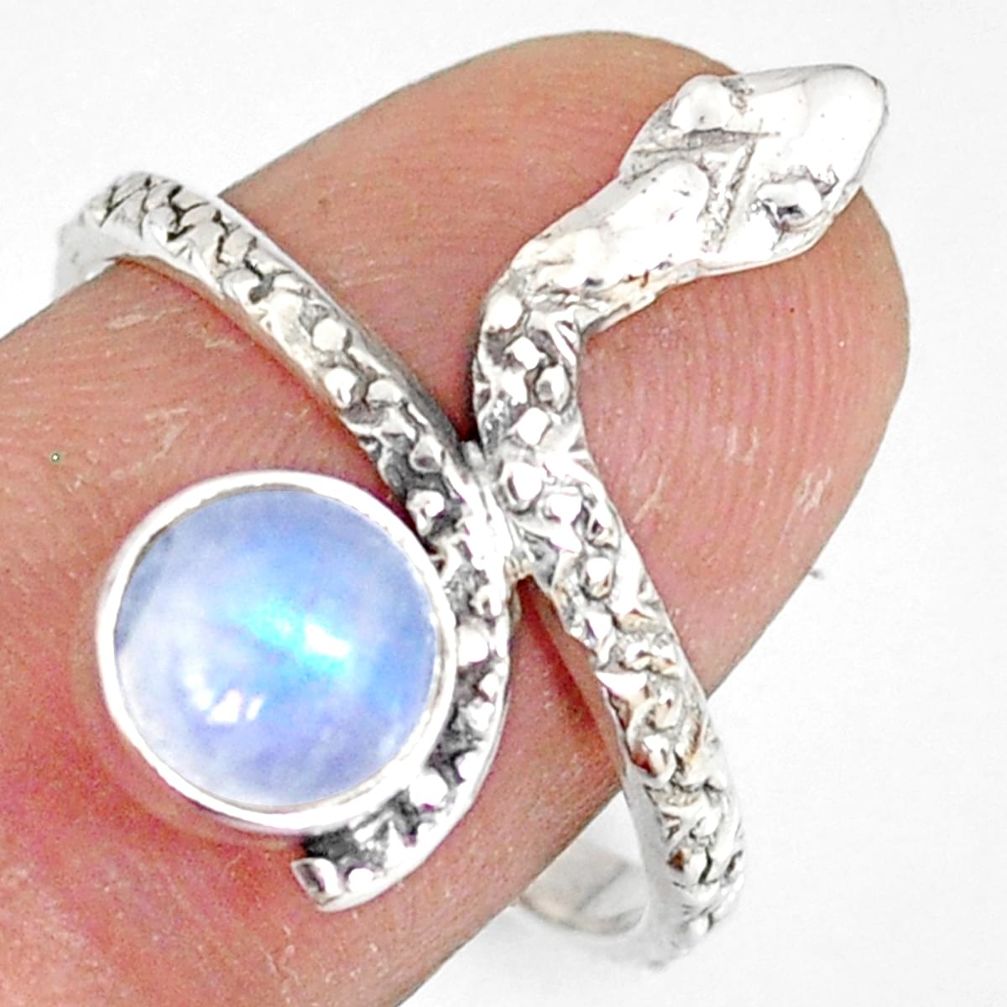 2.78cts natural rainbow moonstone 925 sterling silver snake ring size 9 r78678