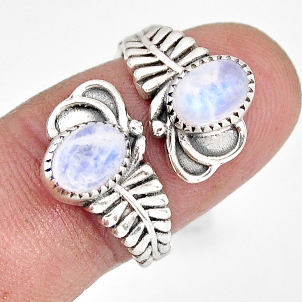 3.23cts natural rainbow moonstone oval 925 silver adjustable ring size 7 y81320