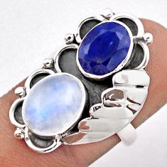 7.31cts natural rainbow moonstone sapphire 925 silver ring size 6.5 t86579