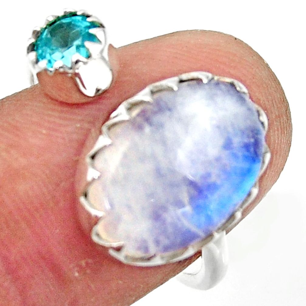 6.61cts natural rainbow moonstone topaz 925 silver adjustable ring size 8 r45032