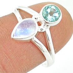 2.86cts natural rainbow moonstone topaz 925 sterling silver ring size 7.5 u36548