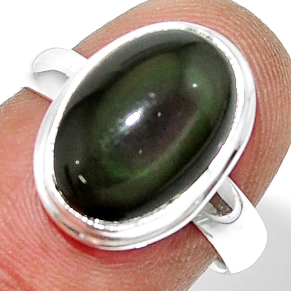 5.84cts natural rainbow obsidian eye 925 silver solitaire ring size 7 r39395