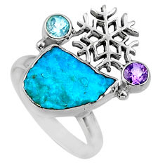 Clearance Sale- 8.03cts natural raw sleeping beauty turquoise raw silver ring size 9 r66662