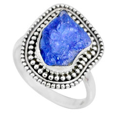 Clearance Sale- 7.59cts natural raw tanzanite 925 silver solitaire ring size 8.5 r66710