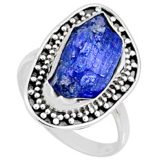 Clearance Sale- 7.30cts natural raw tanzanite 925 silver solitaire ring size 8 r66707
