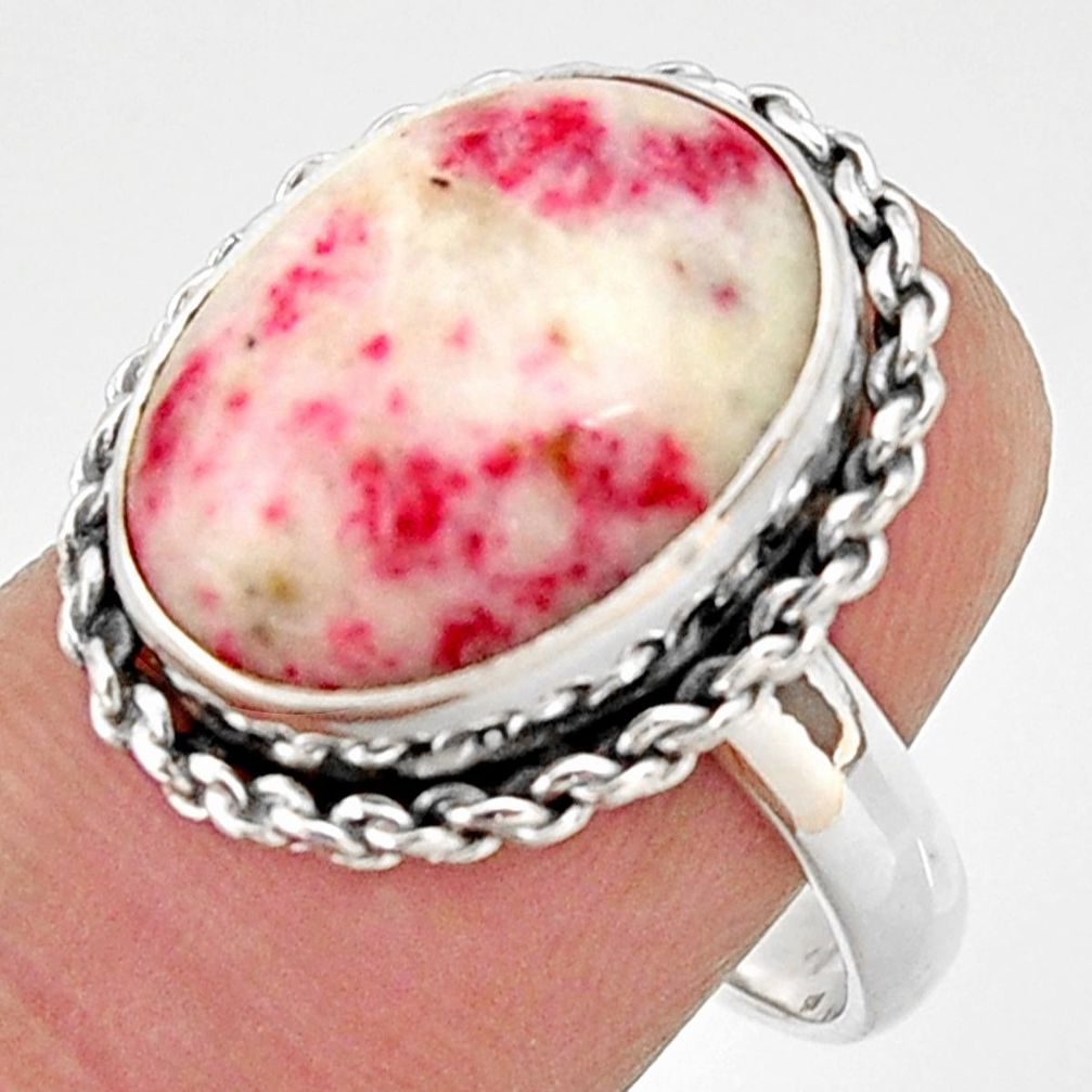 9.86cts natural red cinnabar spanish 925 silver solitaire ring size 7.5 r37872