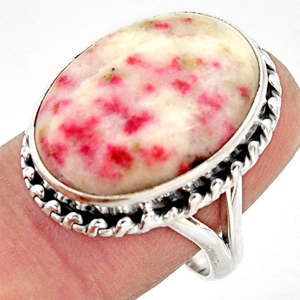 15.47cts natural red cinnabar spanish 925 silver solitaire ring size 8 r37877