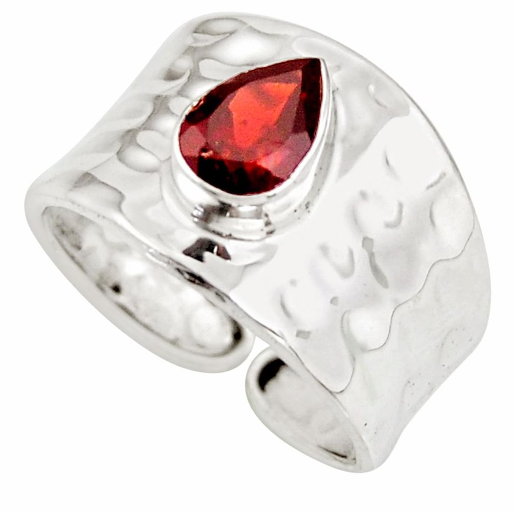 2.09cts natural red garnet 925 silver adjustable solitaire ring size 8.5 d46426