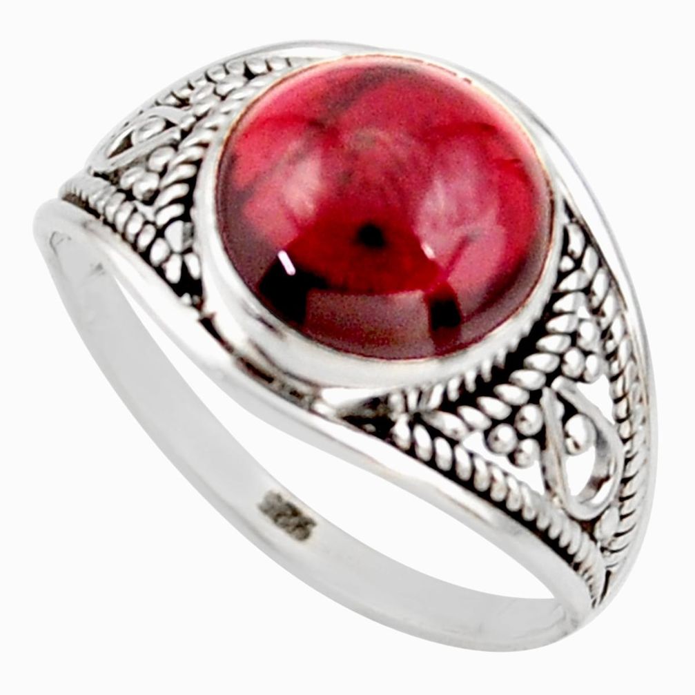 5.57cts natural red garnet 925 silver solitaire ring jewelry size 8.5 r35422
